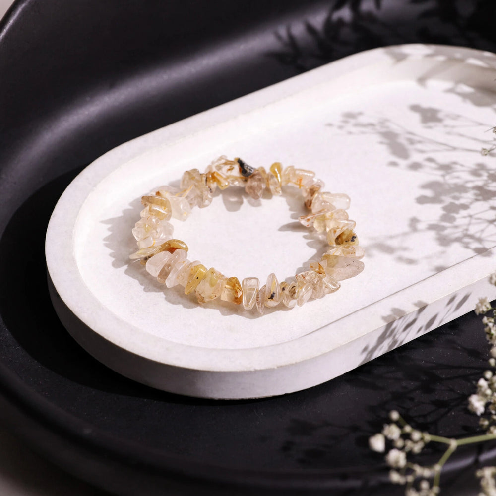 Premium Golden Rutile Chips Stone Bracelet