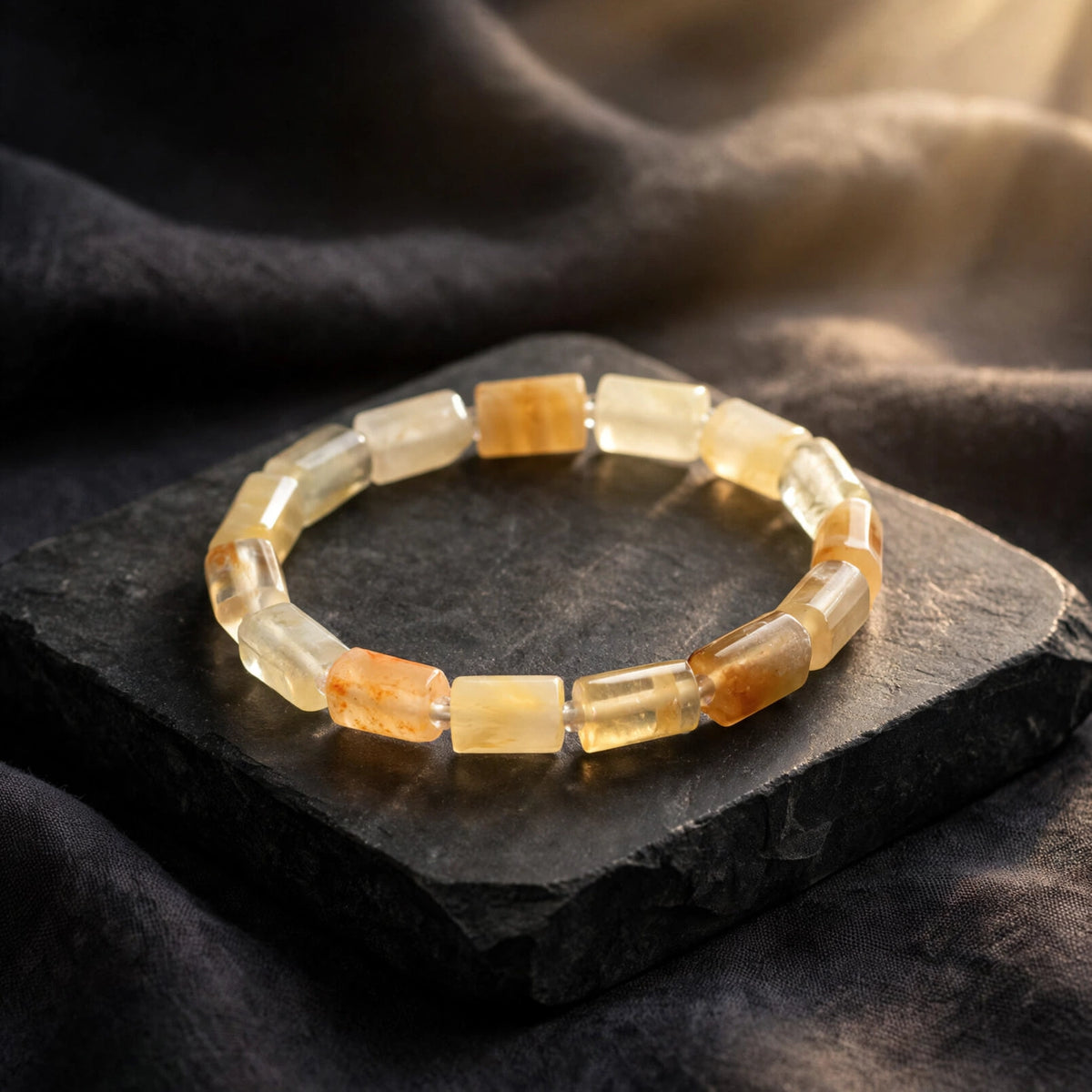 Authentic Citrine Tube Bead Bracelet