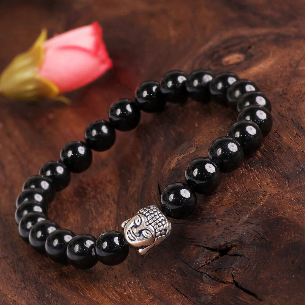 Authentic Black Tourmaline Buddha Bracelet