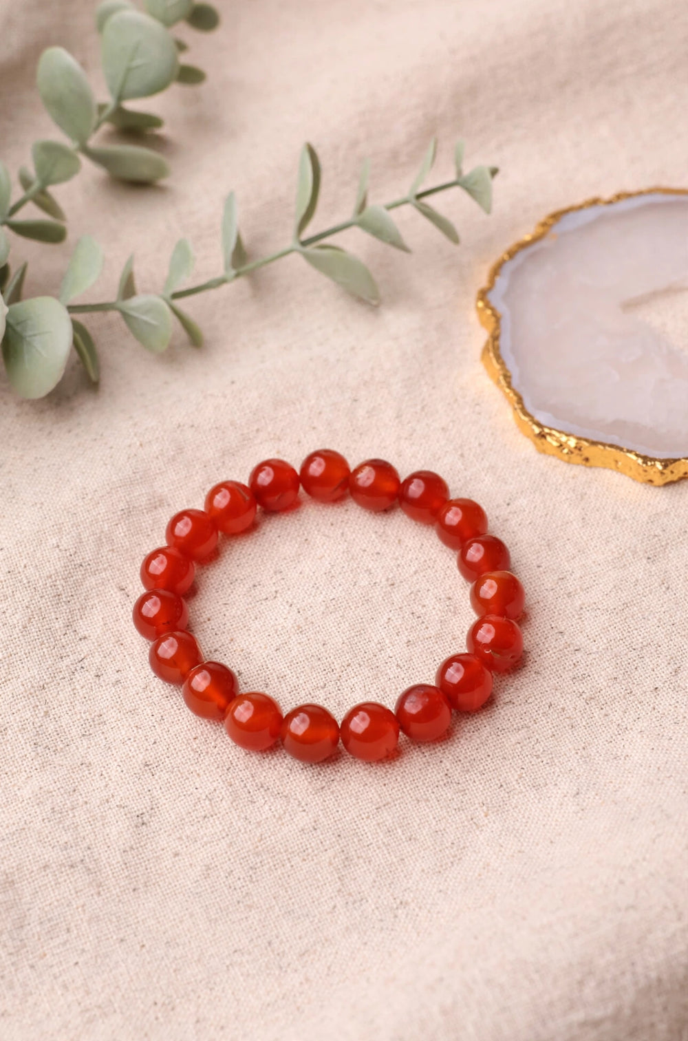 Premium Red Onyx Round Bead Bracelet