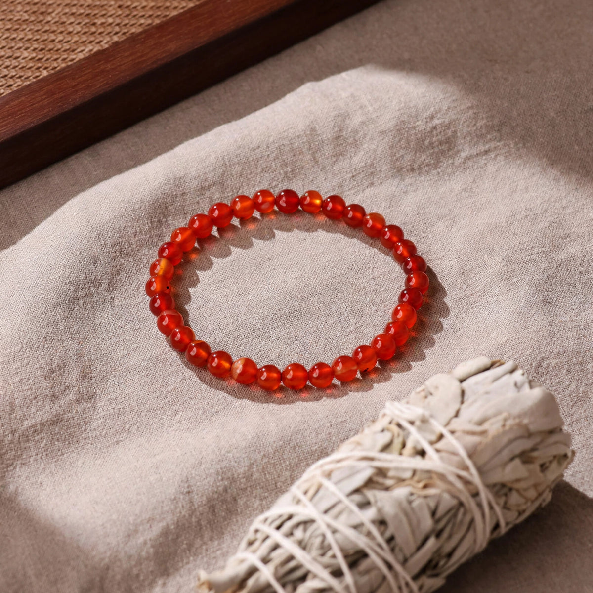 Premium Red Onyx Round Bead Bracelet
