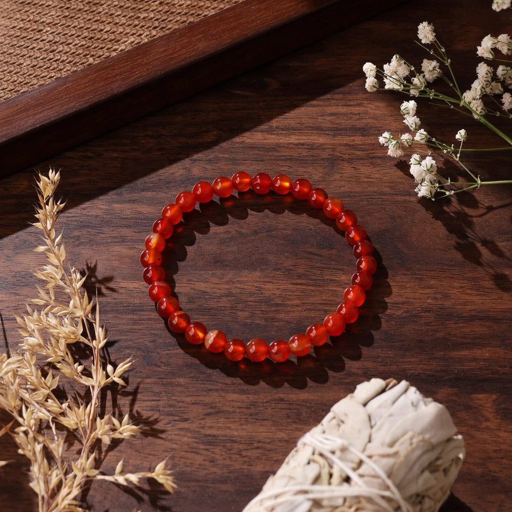 Premium Red Onyx Round Bead Bracelet
