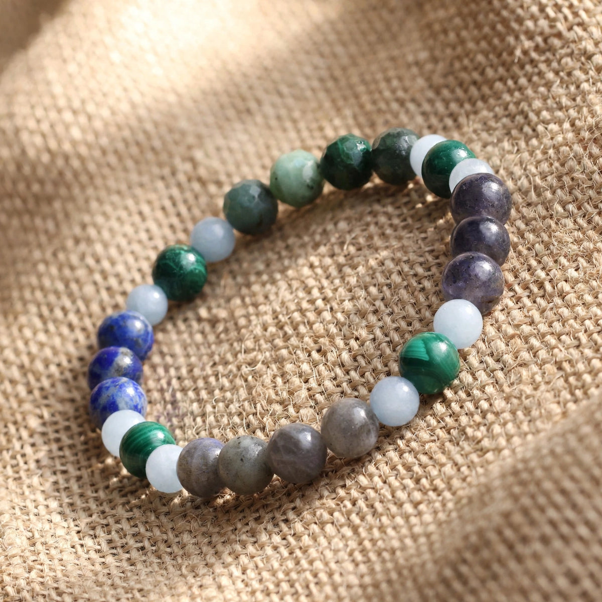 Authentic Green Blue Mix Gemstone Bracelet
