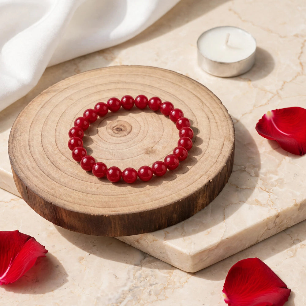 Kalavati Agate Authentic Red Jade Crystal Beaded Bracelet