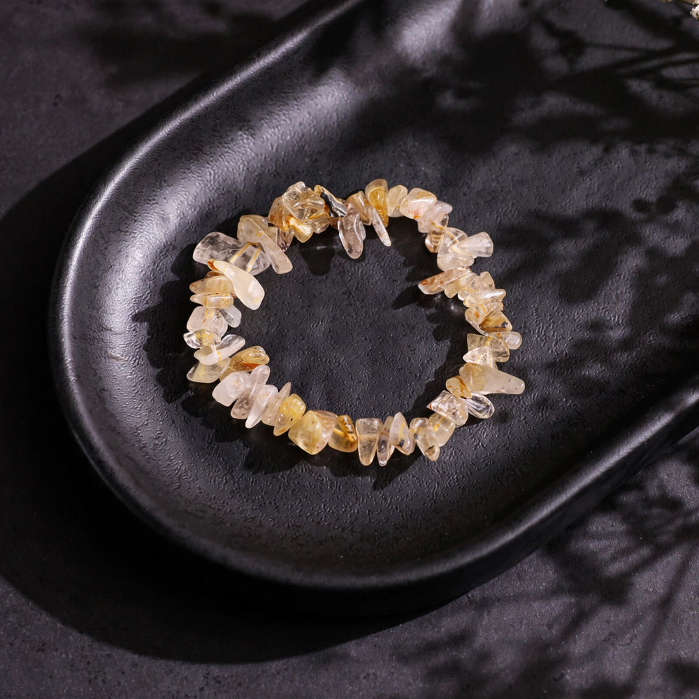 Premium Golden Rutile Chips Stone Bracelet
