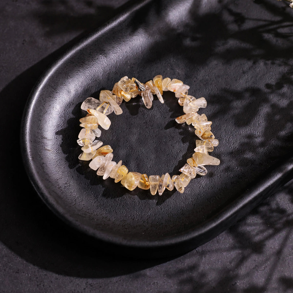 Premium Golden Rutile Chips Stone Bracelet