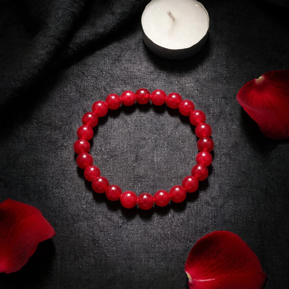 Kalavati Agate Authentic Red Jade Crystal Beaded Bracelet