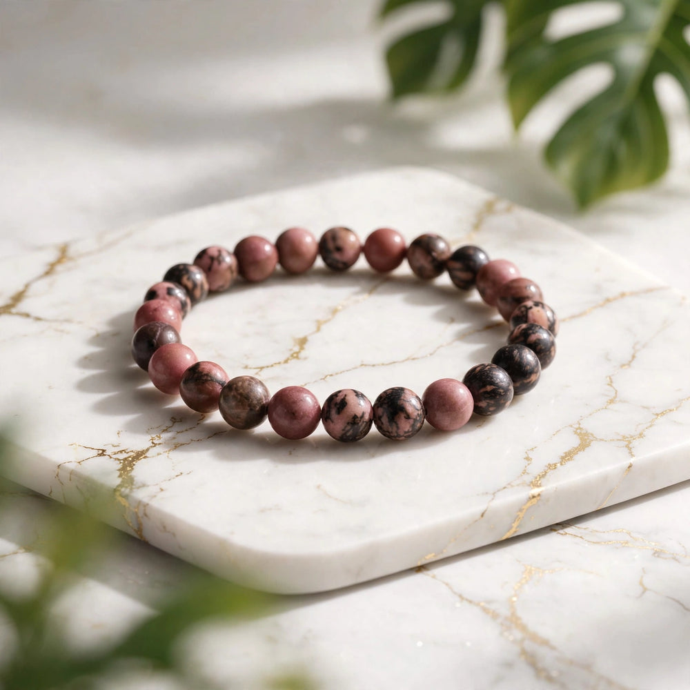 Kalavati Agate Natural Rhodonite Beaded Bracelet