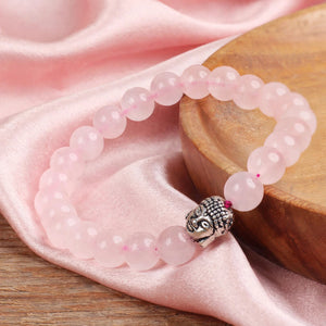 Kalavati Agate Rose Quartz Buddha Beaded Bracelet