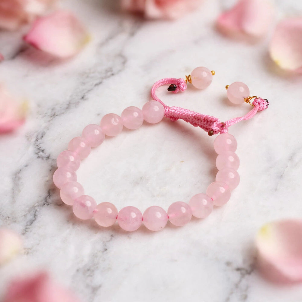 Kalavati Agate Premium Rose Quartz Crystal Thread Bracelet