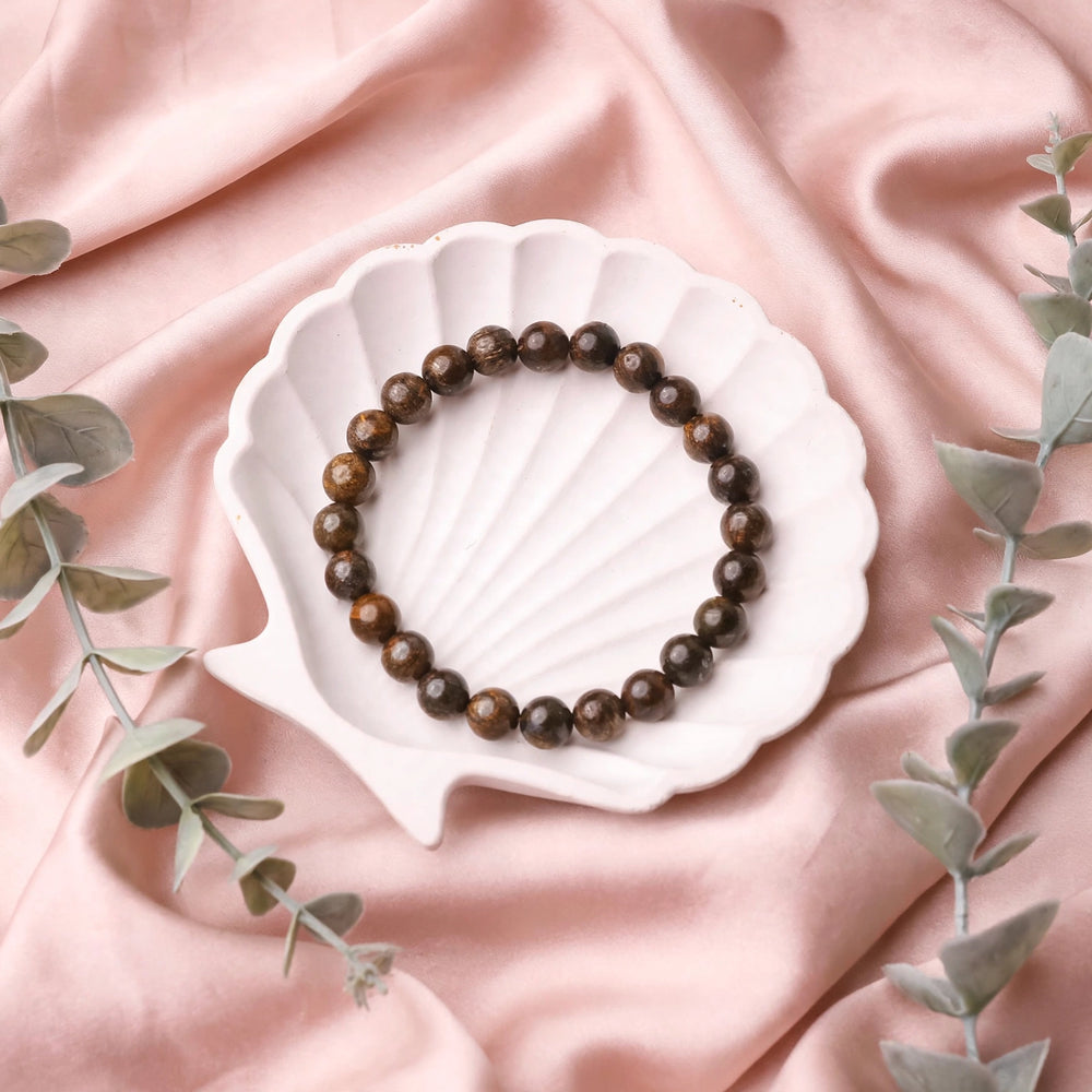 Authentic Bronzite Round Bead Bracelet