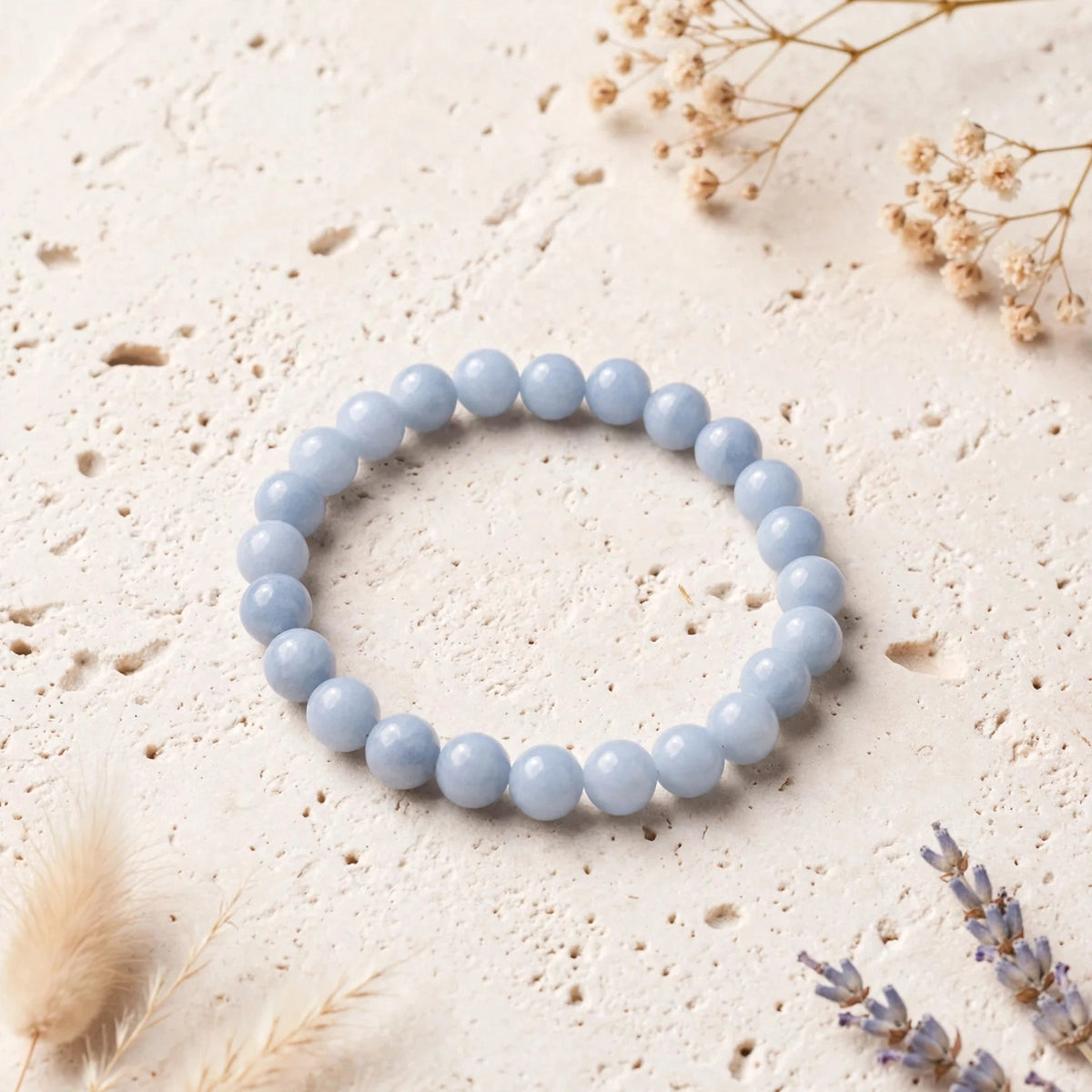 Authentic Blue Angelite Beaded Bracelet