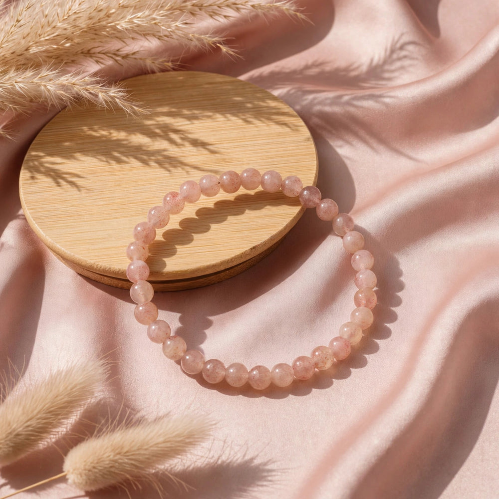 Natural Strawberry Quartz Crystal Bracelet