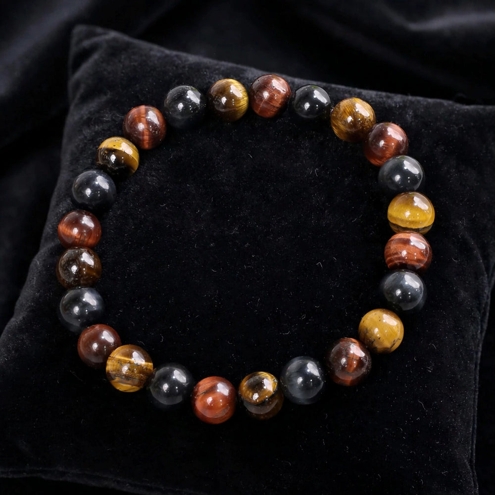 Kalavati Agate Authentic Black Obsidian Tiger Eye Bracelet