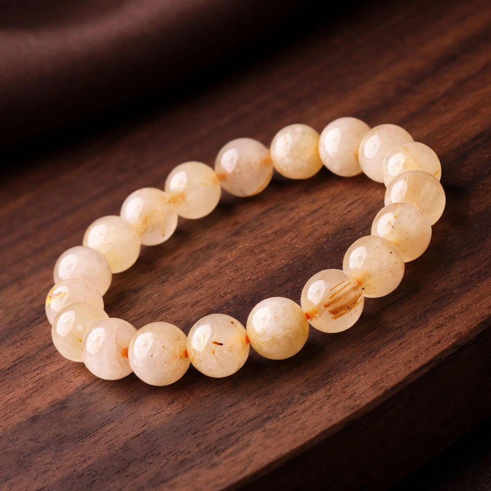 Premium Golden Rutilated Quartz Gemstone Bracelet