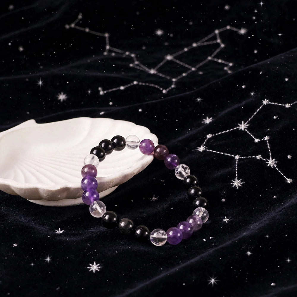 Premium Black Purple Crystal Gemstone Bracelet