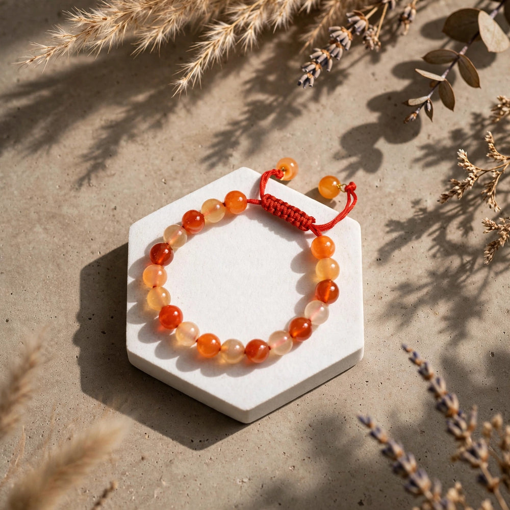 Premium Orange Carnelian Adjustable Gemstone Bracelet