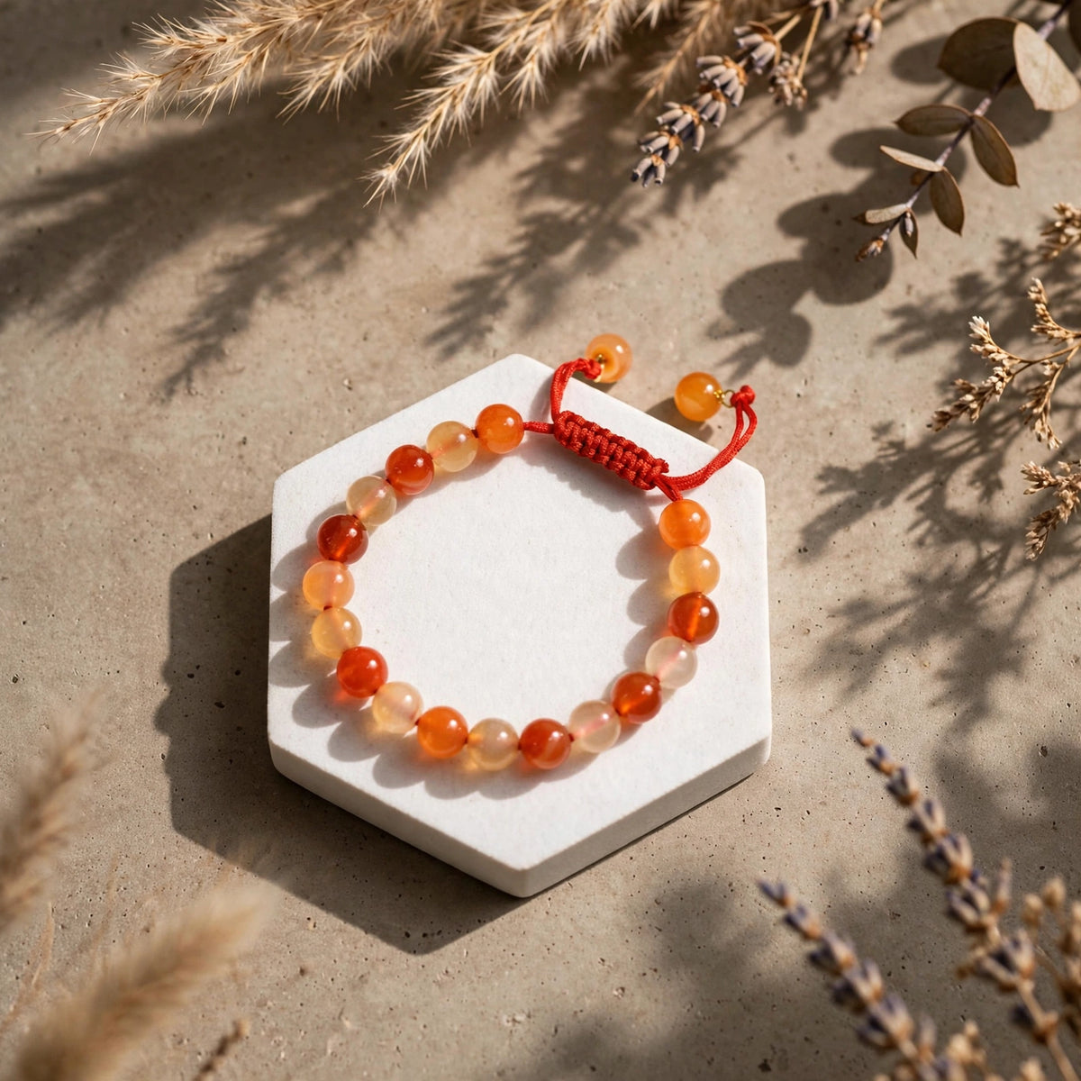 Premium Orange Carnelian Adjustable Gemstone Bracelet