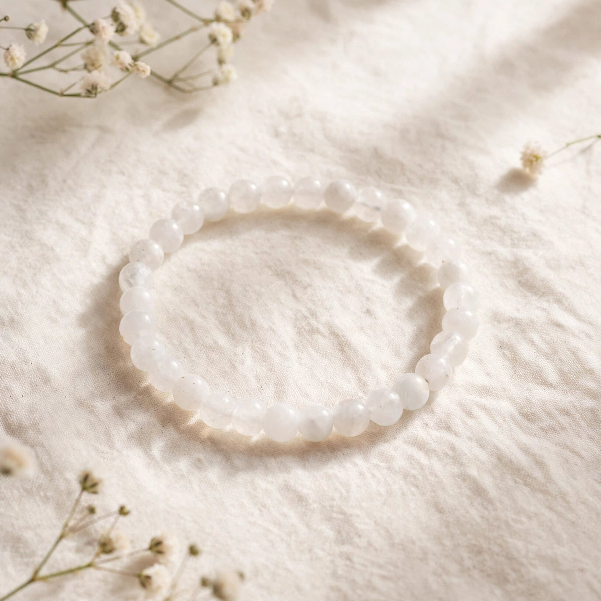 Kalavati Agate White Rainbow Moonstone Bracelet