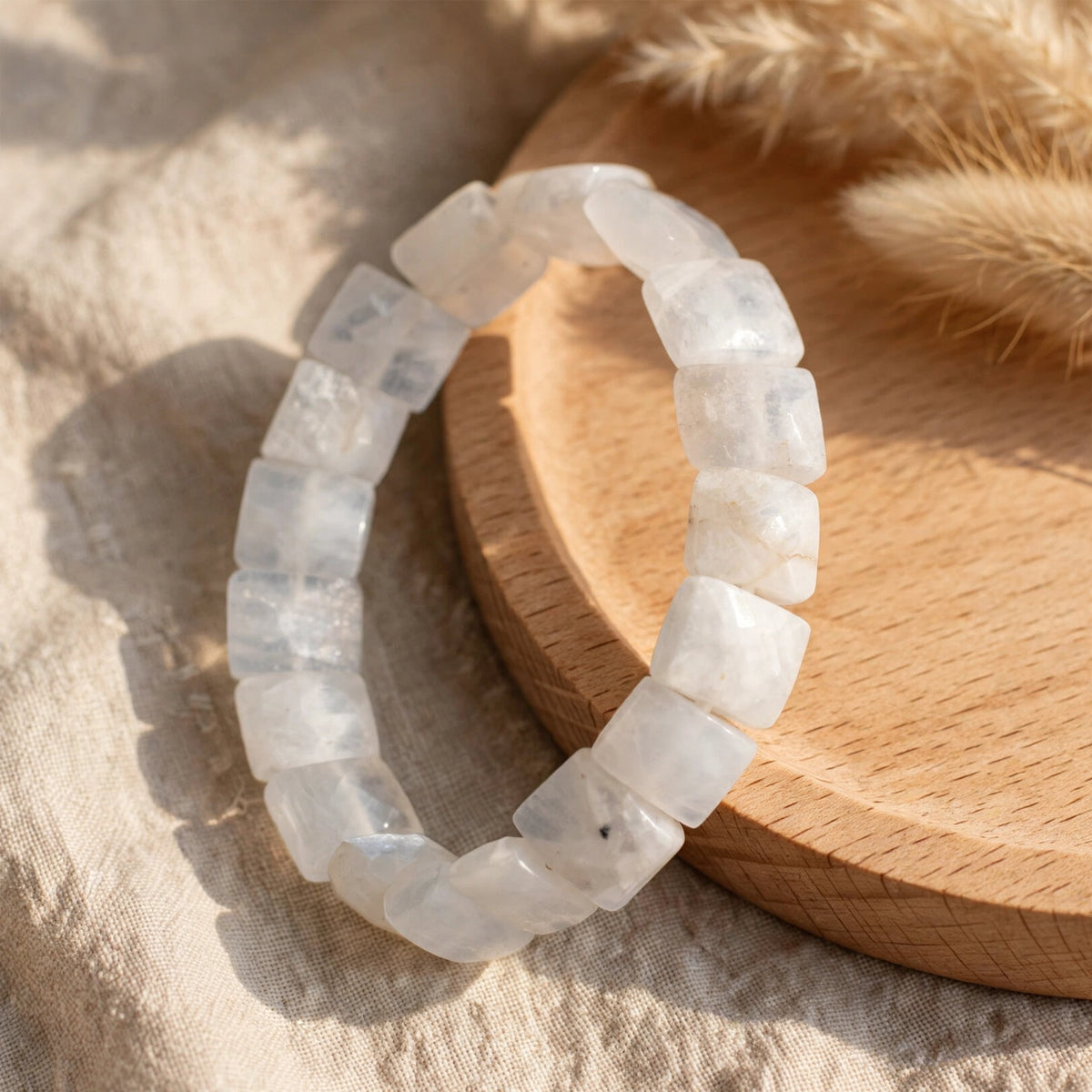 Natural Moonstone Square Gemstone Bracelet