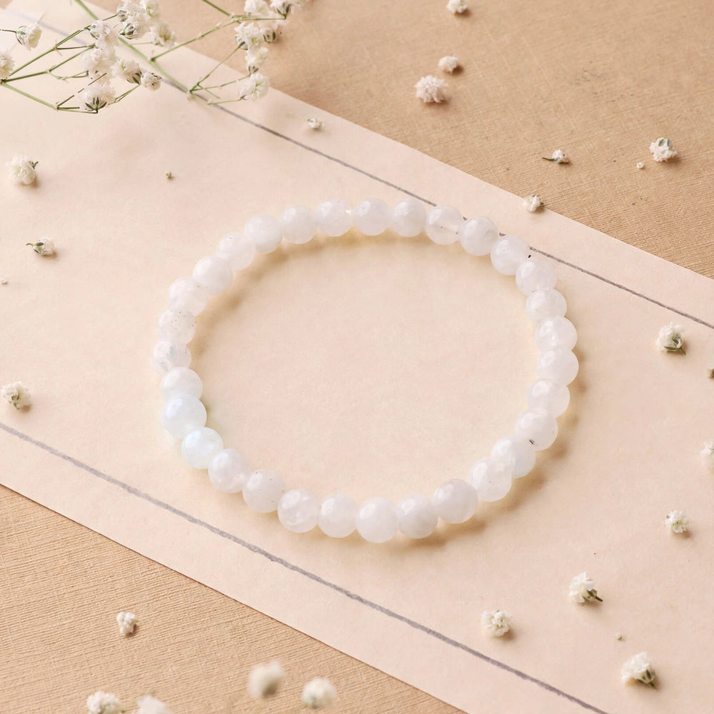 Kalavati Agate White Rainbow Moonstone Bracelet