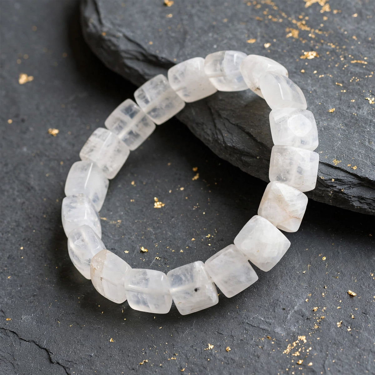 Natural Moonstone Square Gemstone Bracelet