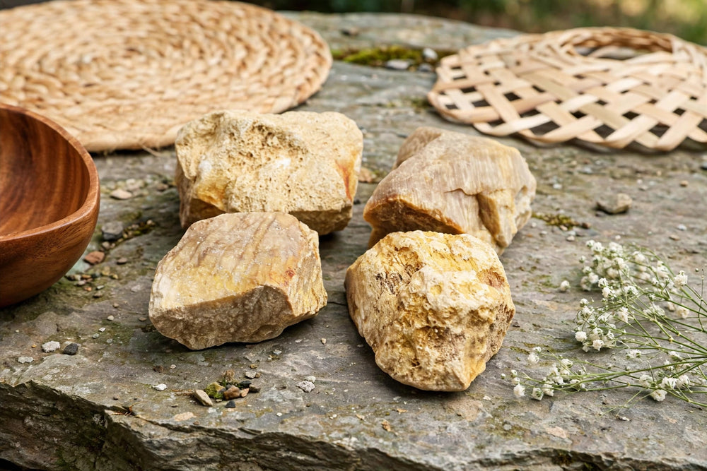 Kalavati Agate Premium Raw Yellow Fossil Coral Stone