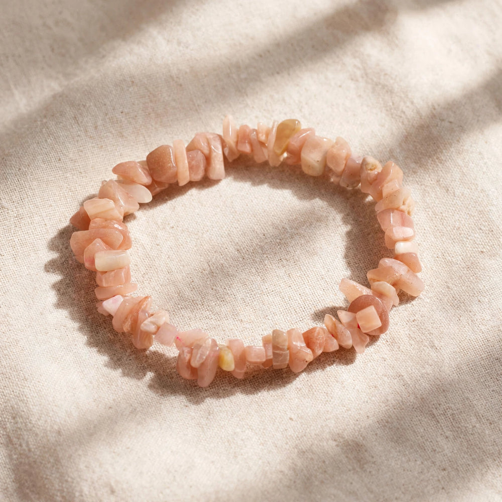 Natural Peach Moonstone Crystal Chip Bracelet