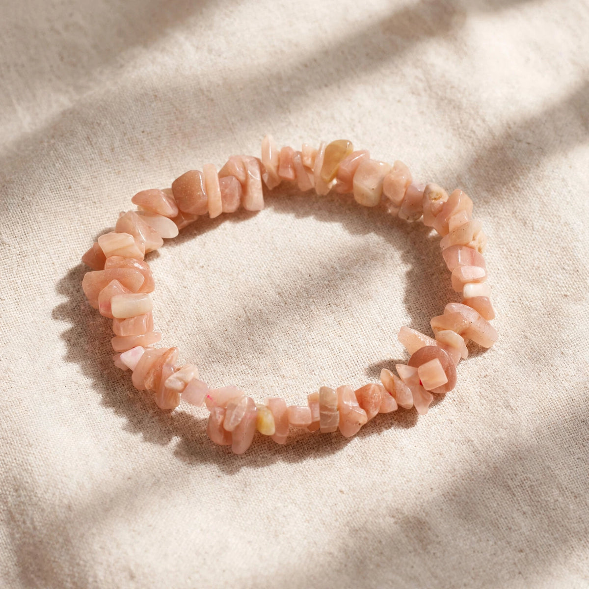 Natural Peach Moonstone Crystal Chip Bracelet