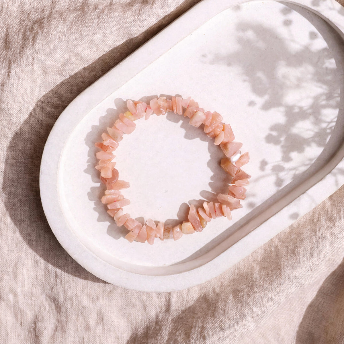 Natural Peach Moonstone Crystal Chip Bracelet