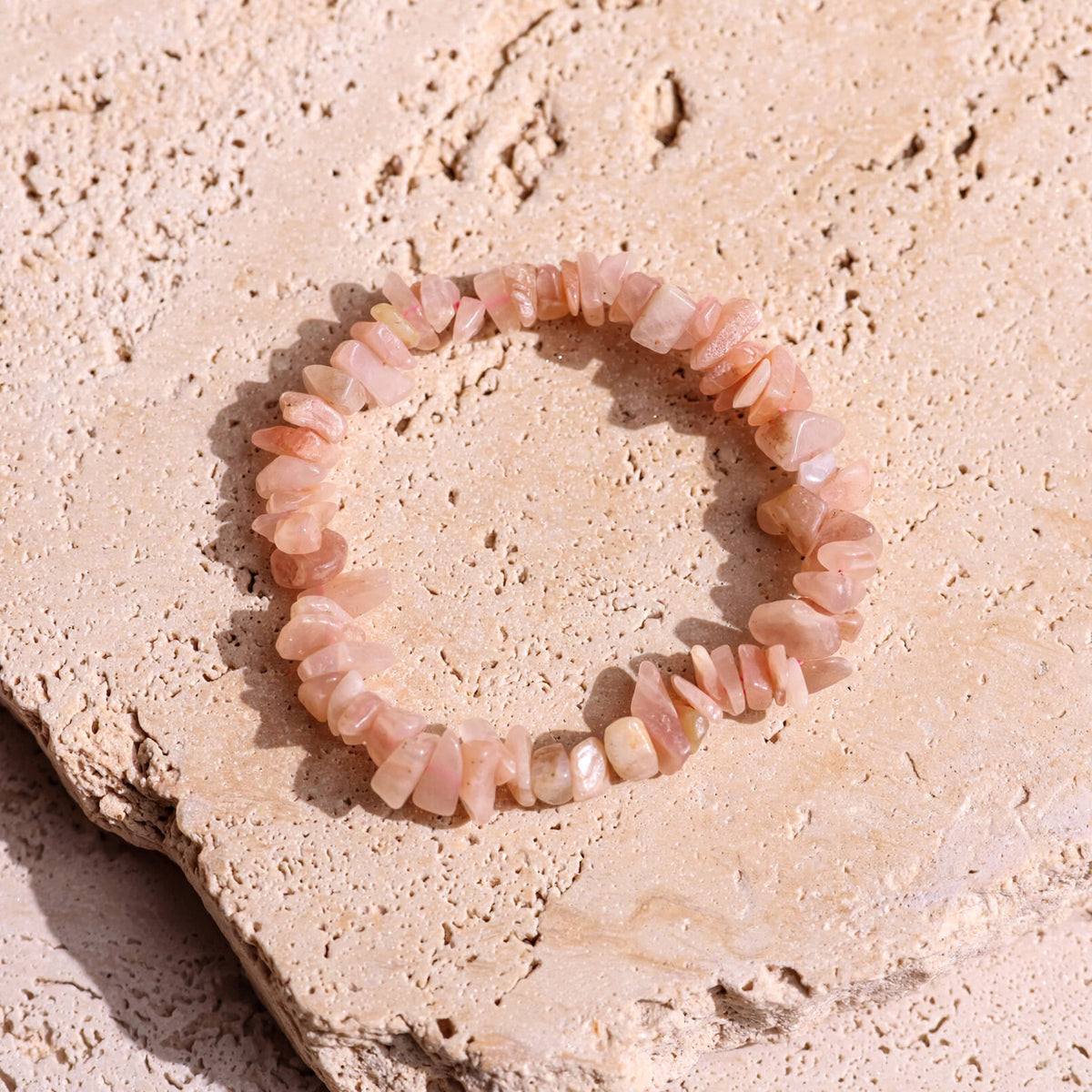 Natural Peach Moonstone Crystal Chip Bracelet