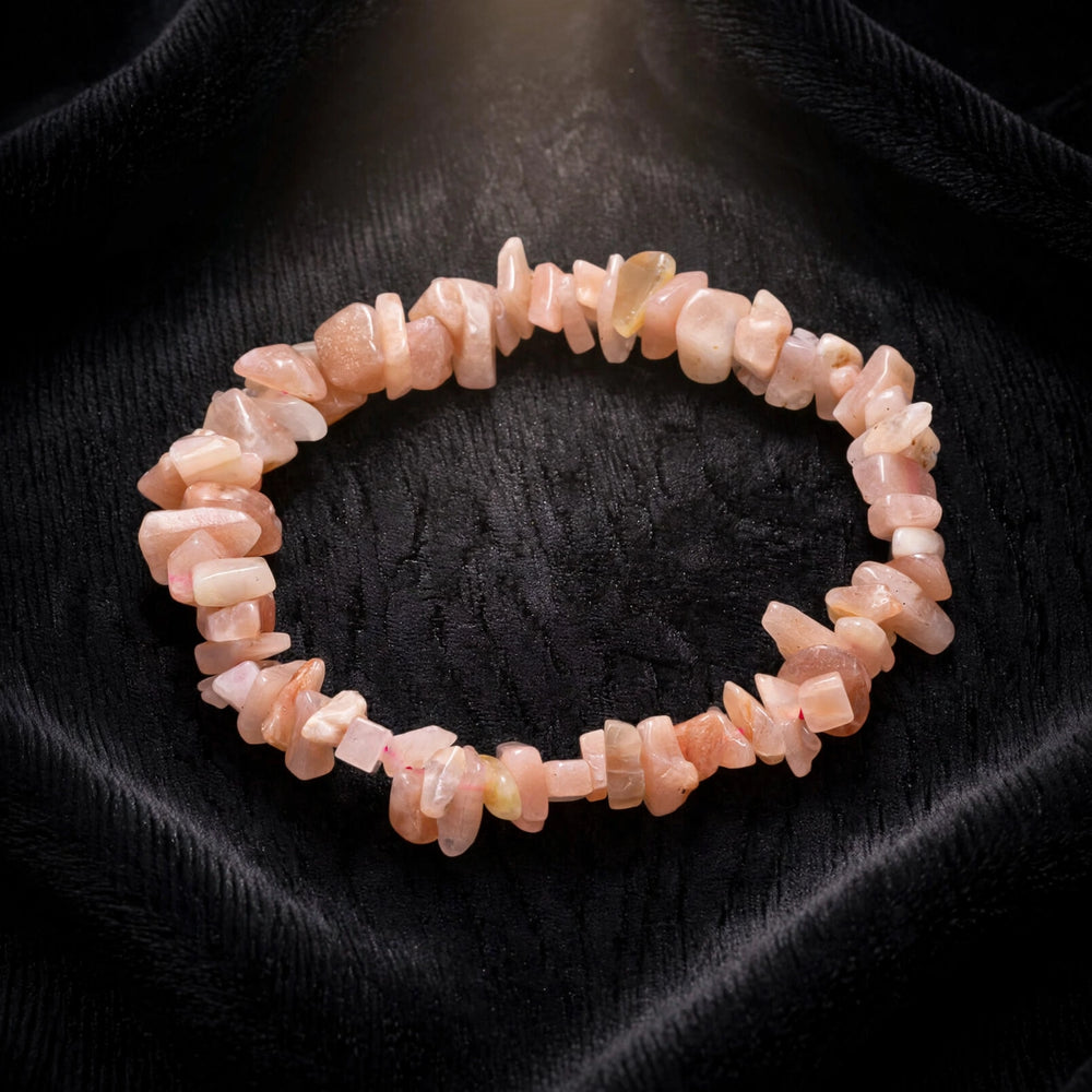 Natural Peach Moonstone Crystal Chip Bracelet