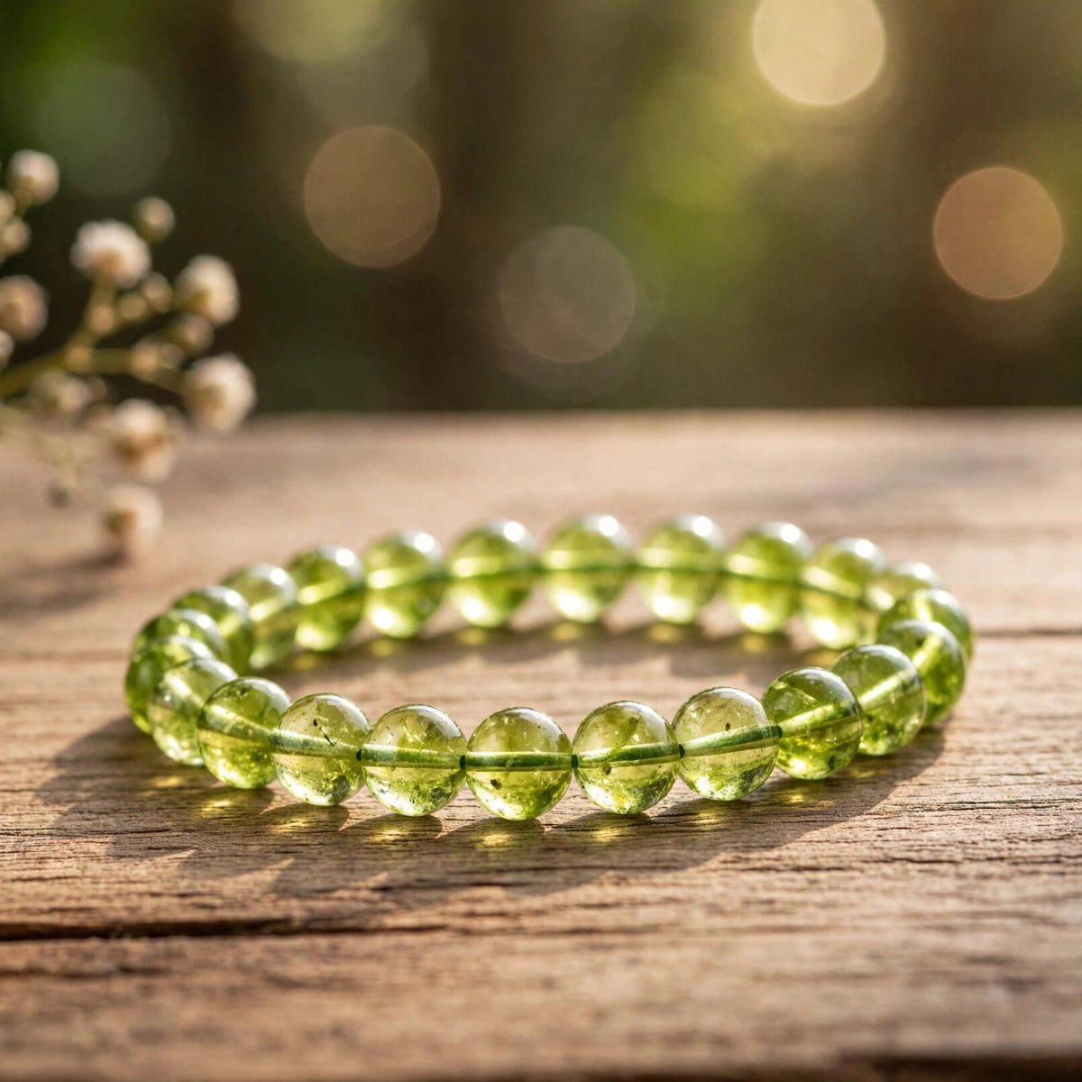 Kalavati Agate Authentic Peridot Beaded Bracelet