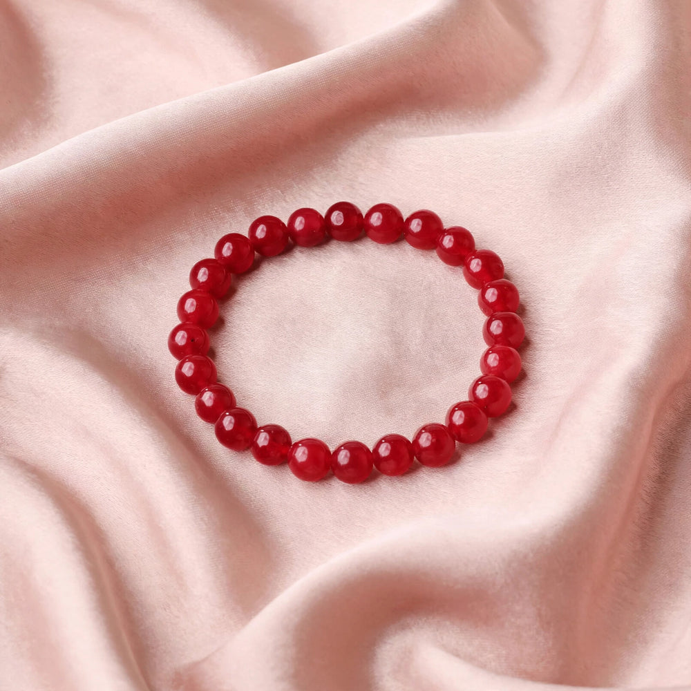 Kalavati Agate Authentic Red Jade Crystal Beaded Bracelet