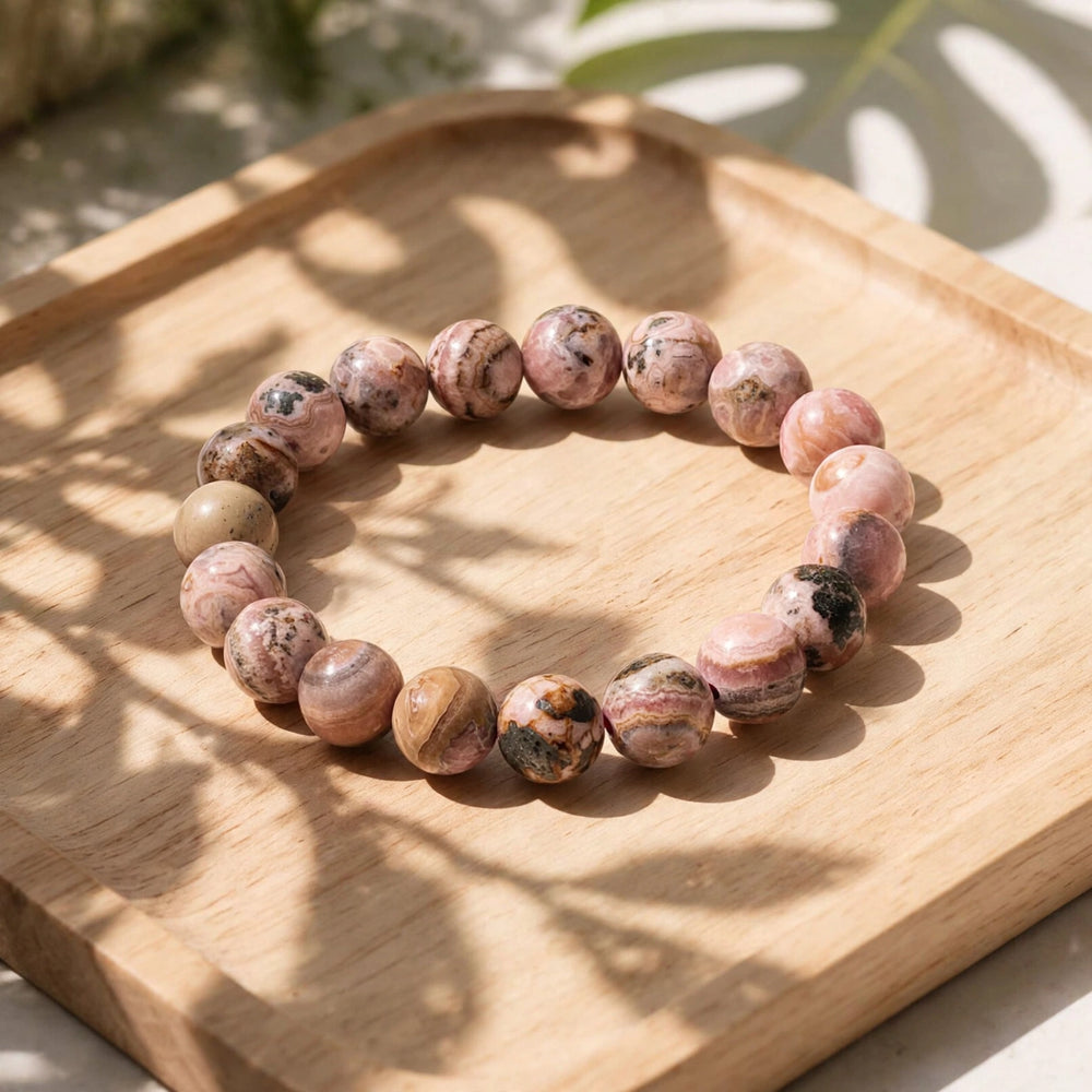 Kalavati Agate Natural Rhodonite Beaded Bracelet