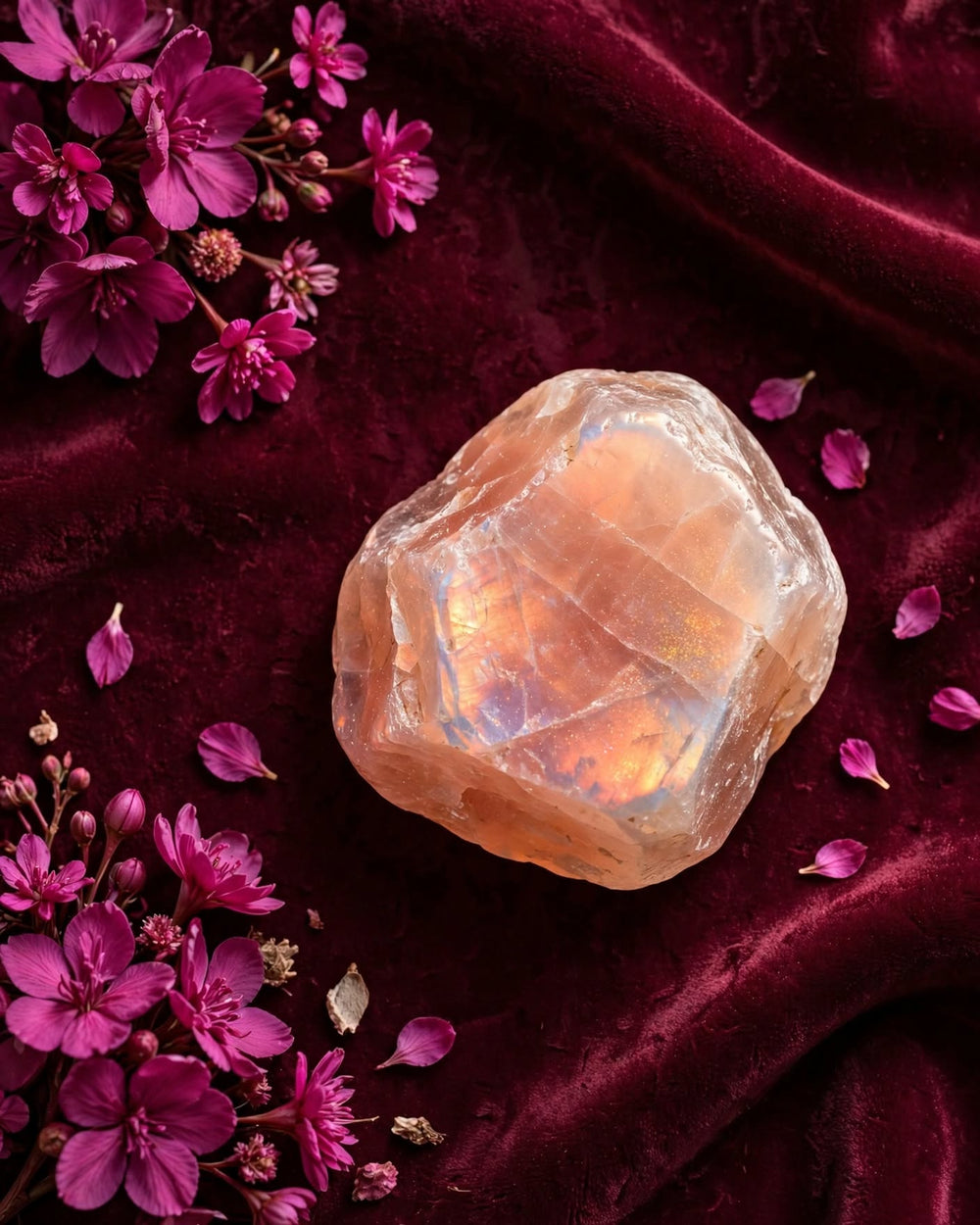 Raw Peach Moonstone Crystal Chips