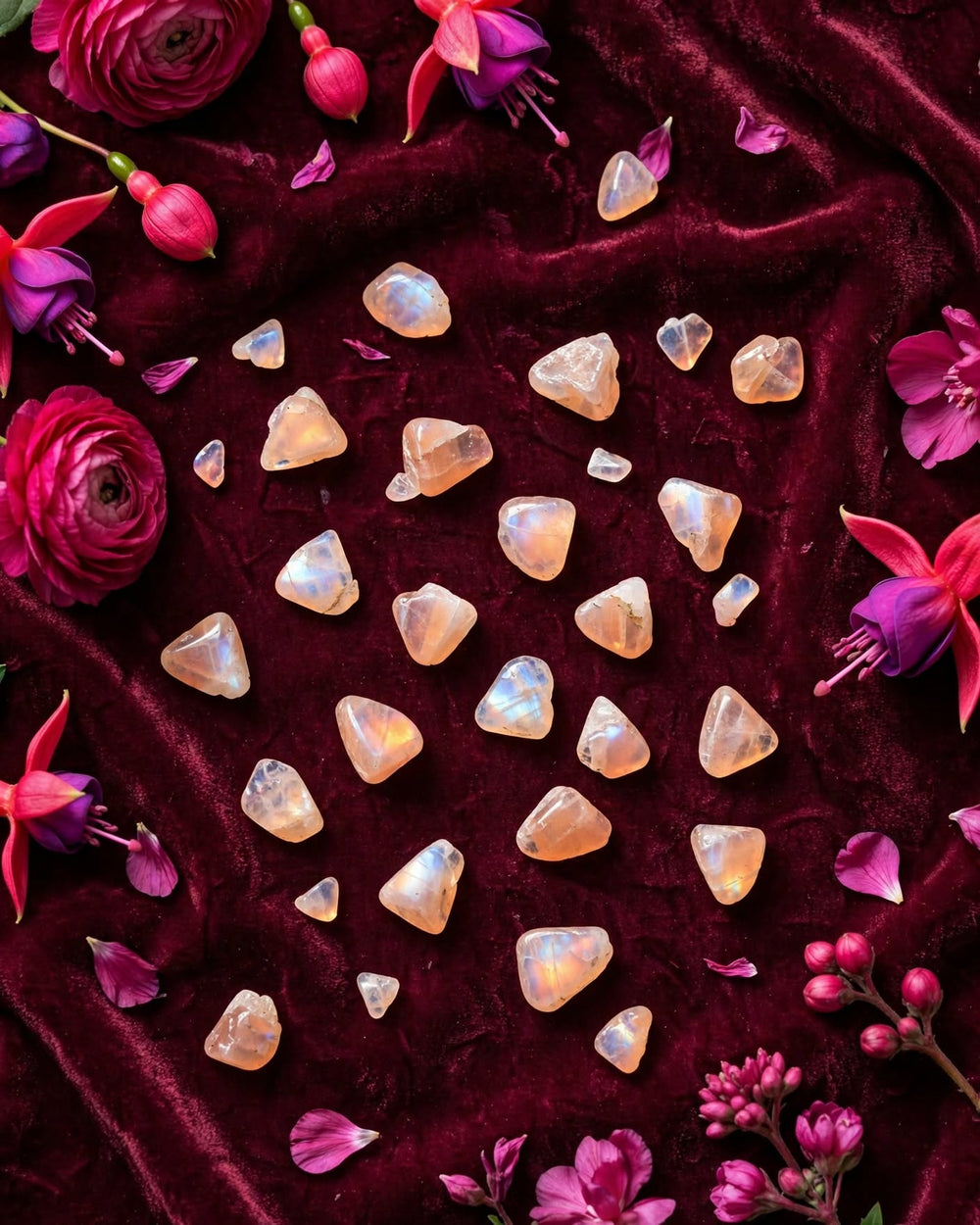 Raw Peach Moonstone Crystal Chips