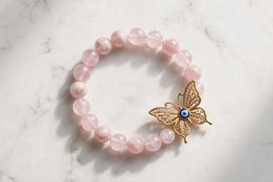 Kalavati Agate Divine Rose Quartz Butterfly Bracelet