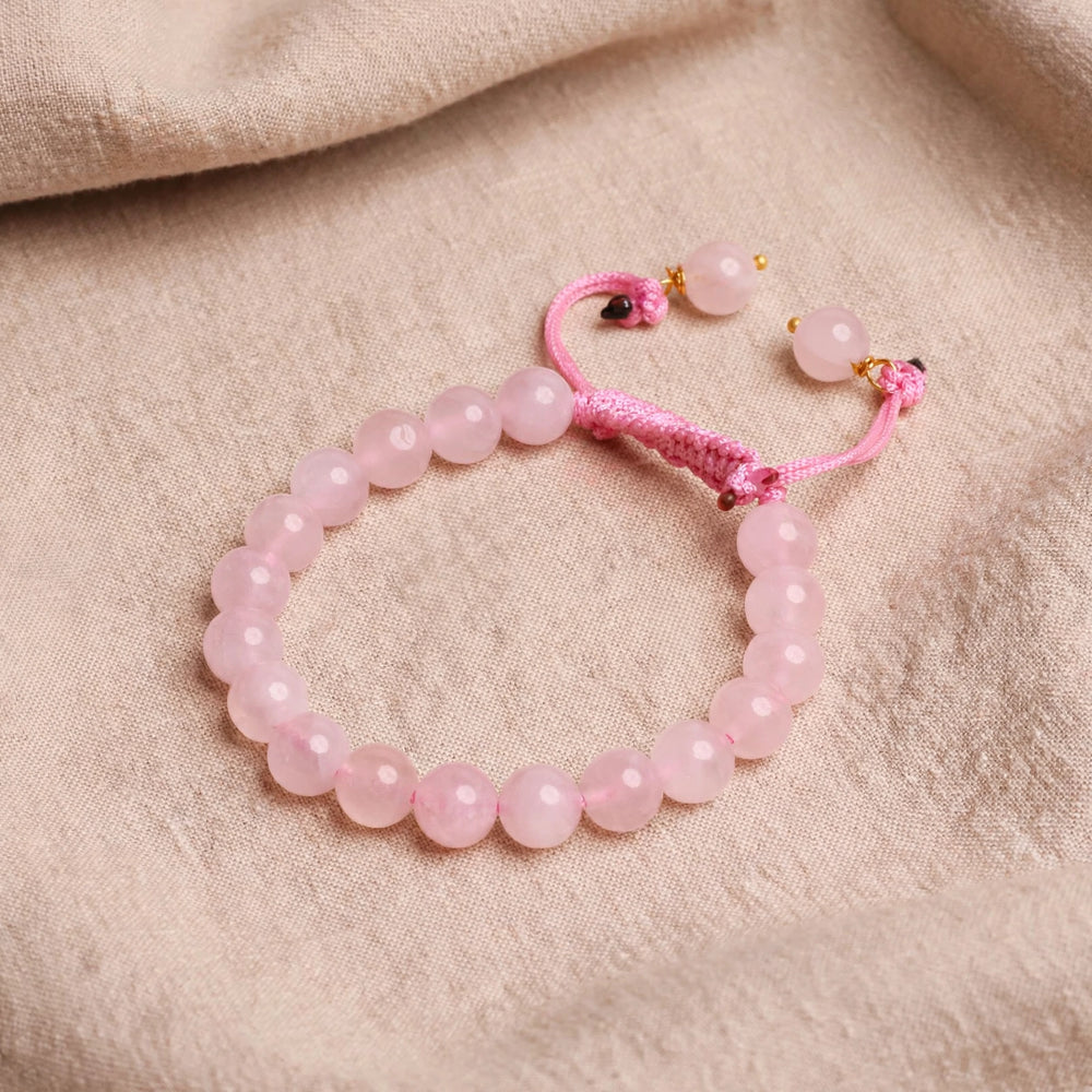 Kalavati Agate Premium Rose Quartz Crystal Thread Bracelet