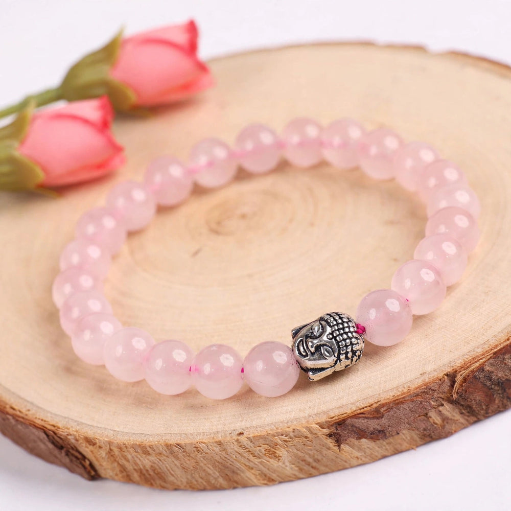 Kalavati Agate Rose Quartz Buddha Beaded Bracelet
