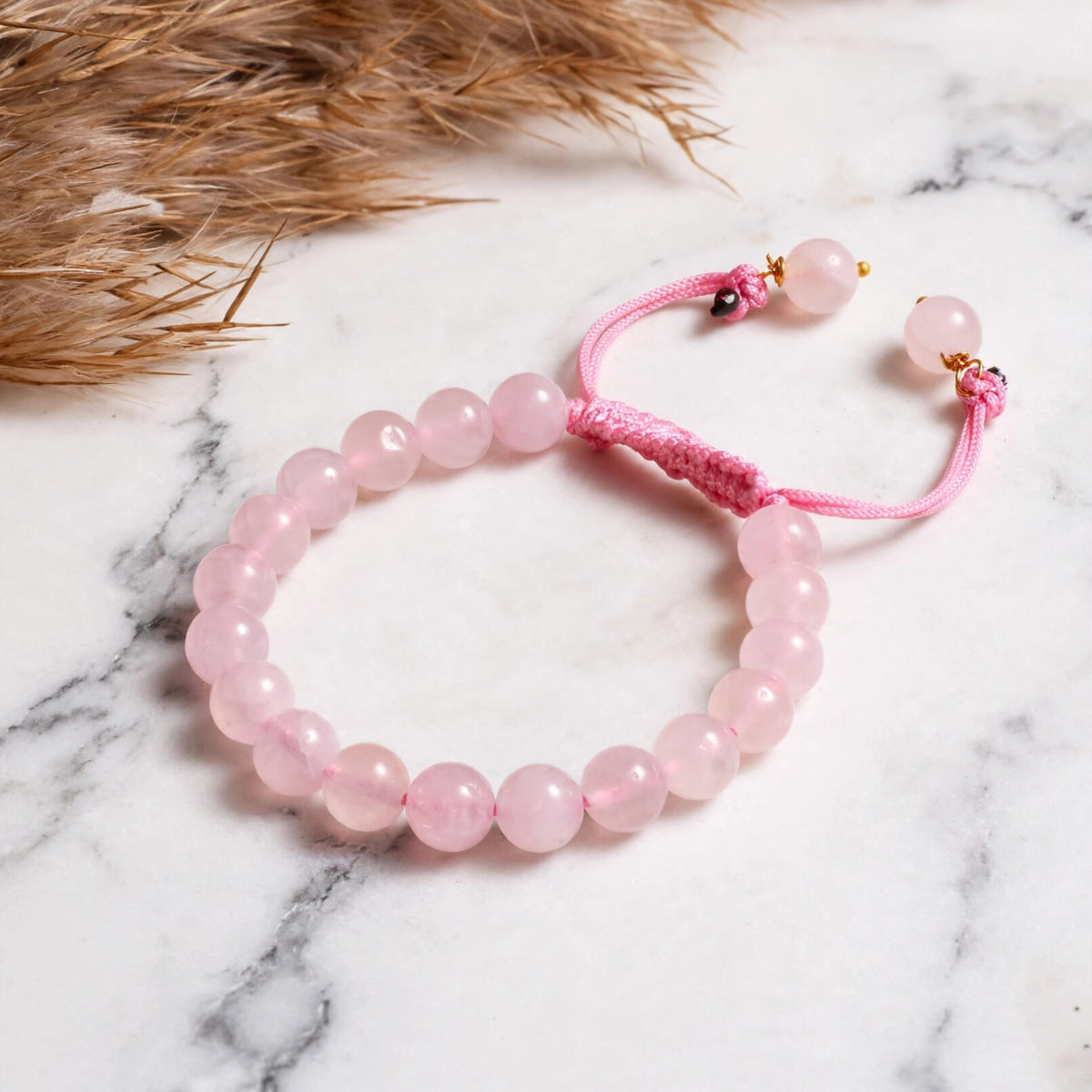Kalavati Agate Premium Rose Quartz Crystal Thread Bracelet