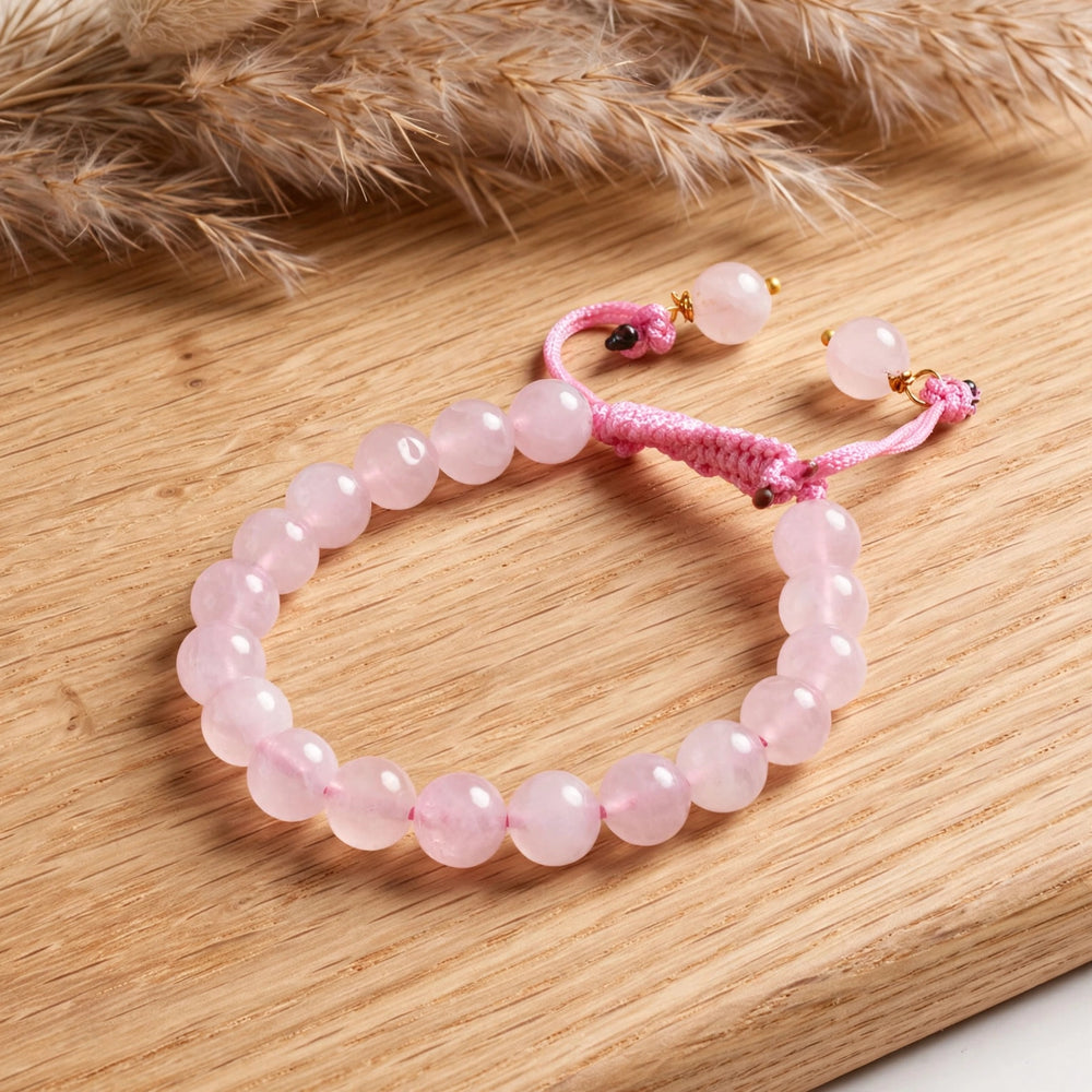 Kalavati Agate Premium Rose Quartz Crystal Thread Bracelet