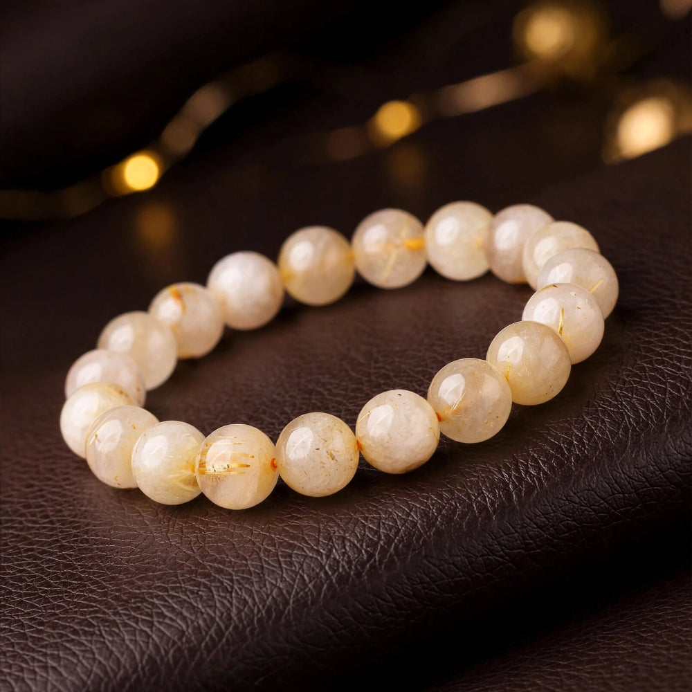 Premium Golden Rutilated Quartz Gemstone Bracelet