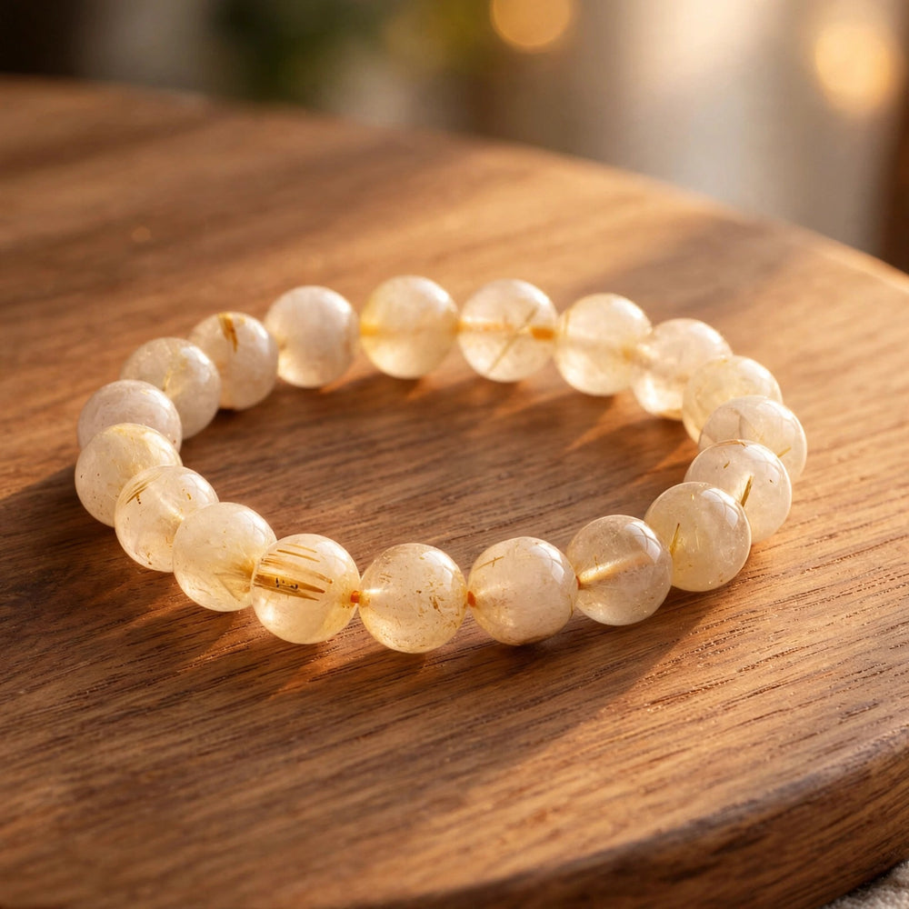 Premium Golden Rutilated Quartz Gemstone Bracelet