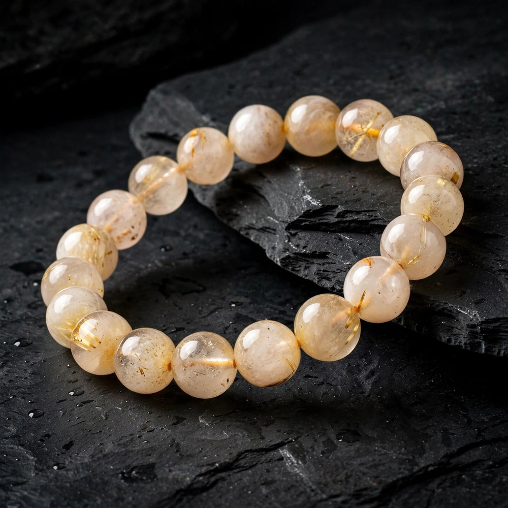 Premium Golden Rutilated Quartz Gemstone Bracelet
