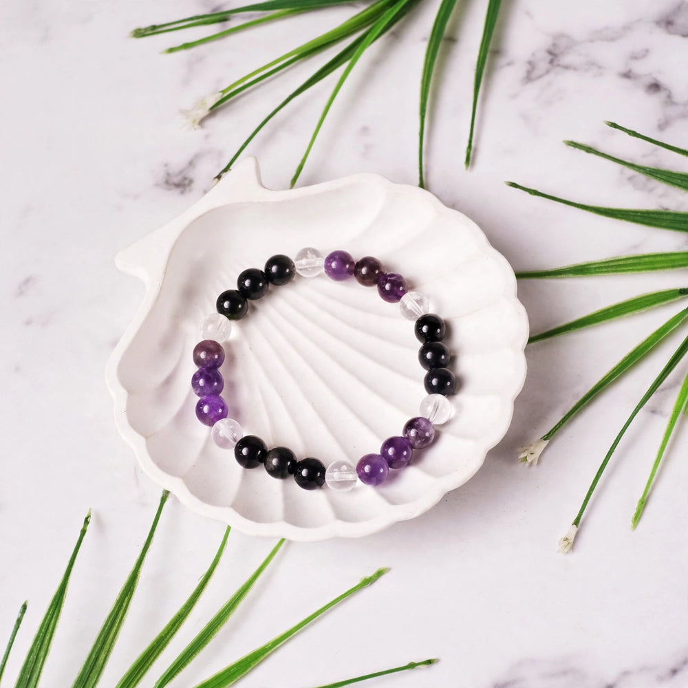 Premium Black Purple Crystal Gemstone Bracelet
