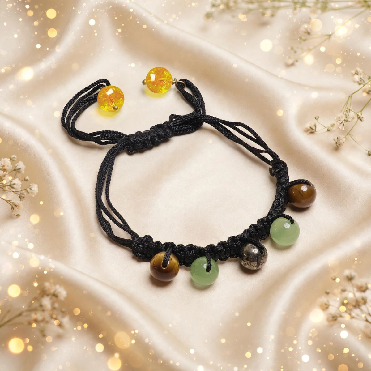 Authentic Black Thread 5 Bead Bracelet