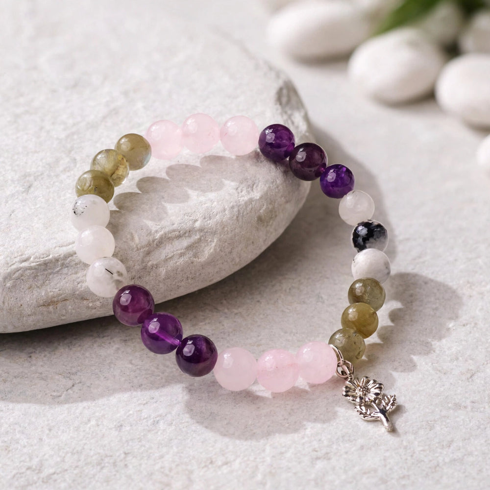 Kalavati Agate Divine Labradorite Moonstone Amethyst Bracelet