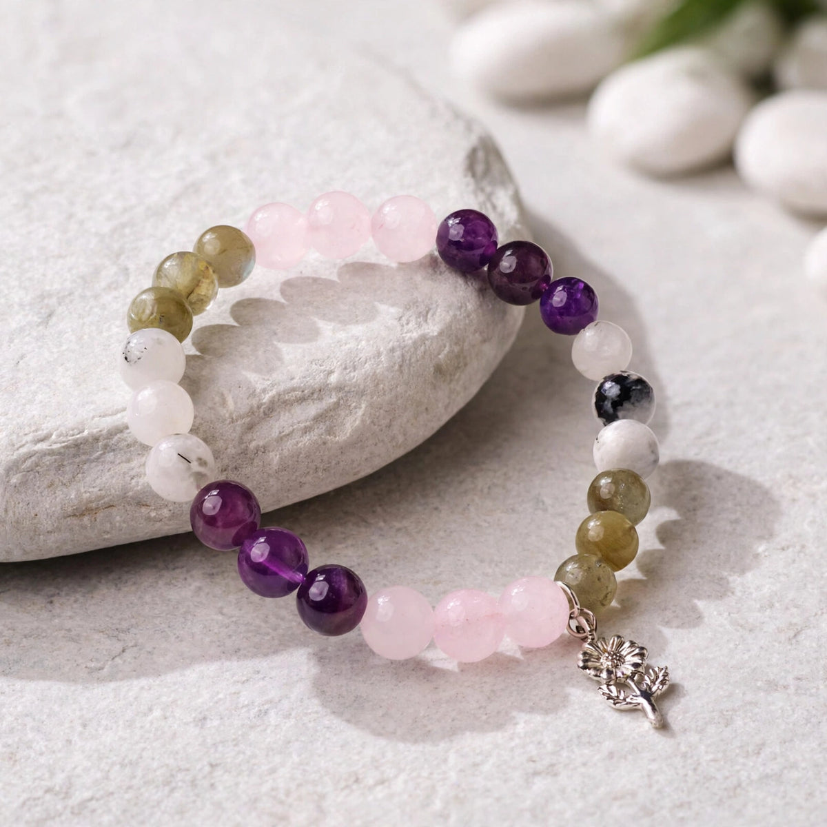 Kalavati Agate Divine Labradorite Moonstone Amethyst Bracelet