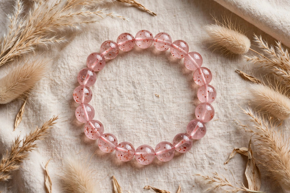 Natural Strawberry Quartz Crystal Bracelet